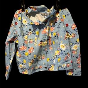 Woman Within Light Floral Denim Jean Jacket so 26W